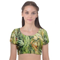 Chung Chao Yi Automatic Drawing Velvet Crop Top by Celenk