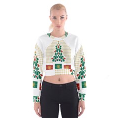 Christmas Tree Present House Star Cropped Sweatshirt by Celenk