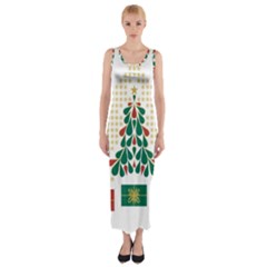 Christmas Tree Present House Star Fitted Maxi Dress by Celenk