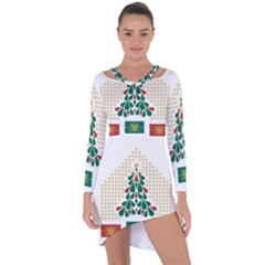 Christmas Tree Present House Star Asymmetric Cut-out Shift Dress by Celenk