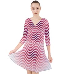 Art Abstract Art Abstract Quarter Sleeve Front Wrap Dress	