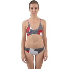 Cross Abstract Shape Line Wrap Around Bikini Set