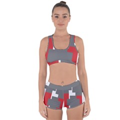 Cross Abstract Shape Line Racerback Boyleg Bikini Set