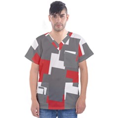 Cross Abstract Shape Line Men s V-neck Scrub Top