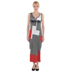 Cross Abstract Shape Line Fitted Maxi Dress