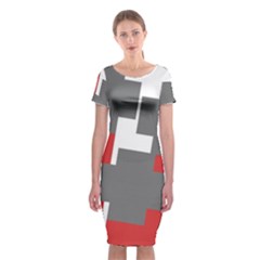 Cross Abstract Shape Line Classic Short Sleeve Midi Dress by Celenk