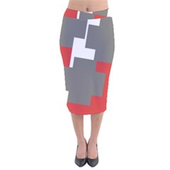 Cross Abstract Shape Line Velvet Midi Pencil Skirt by Celenk