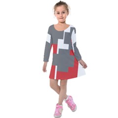 Cross Abstract Shape Line Kids  Long Sleeve Velvet Dress by Celenk