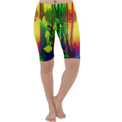 Abstract Vibrant Colour Botany Cropped Leggings 