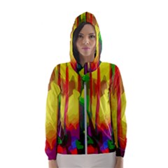 Abstract Vibrant Colour Botany Hooded Wind Breaker (women) by Celenk