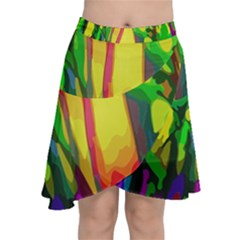 Abstract Vibrant Colour Botany Chiffon Wrap