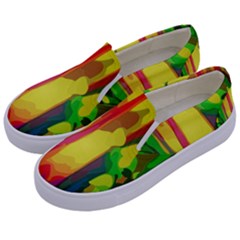 Abstract Vibrant Colour Botany Kids  Canvas Slip Ons