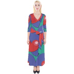 Clipart Portrait Illustration Quarter Sleeve Wrap Maxi Dress