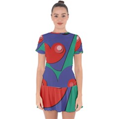 Clipart Portrait Illustration Drop Hem Mini Chiffon Dress by Celenk