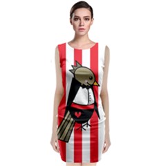 Bird Cute Design Cartoon Drawing Sleeveless Velvet Midi Dress by Celenk