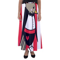 Bird Cute Design Cartoon Drawing Flared Maxi Skirt