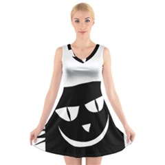 Cat Vector Clipart Figure Animals V-neck Sleeveless Skater Dress by Celenk