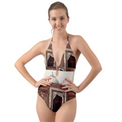 Agra Taj Mahal India Palace Halter Cut-out One Piece Swimsuit