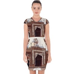 Agra Taj Mahal India Palace Capsleeve Drawstring Dress 