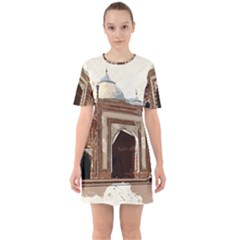 Agra Taj Mahal India Palace Sixties Short Sleeve Mini Dress