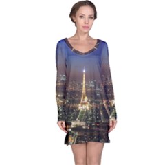 Paris At Night Long Sleeve Nightdress by Celenk