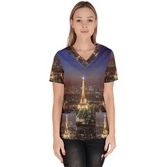 Paris At Night Scrub Top