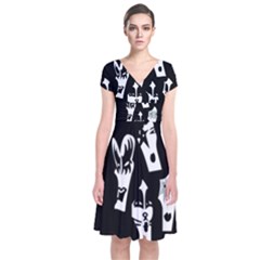 Kiss Band Logo Short Sleeve Front Wrap Dress by Celenk