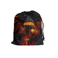 Dragon Legend Art Fire Digital Fantasy Drawstring Pouches (large)  by Celenk