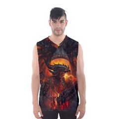 Dragon Legend Art Fire Digital Fantasy Men s Basketball Tank Top by Celenk