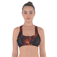 Dragon Legend Art Fire Digital Fantasy Cross Back Sports Bra by Celenk