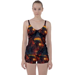 Dragon Legend Art Fire Digital Fantasy Tie Front Two Piece Tankini