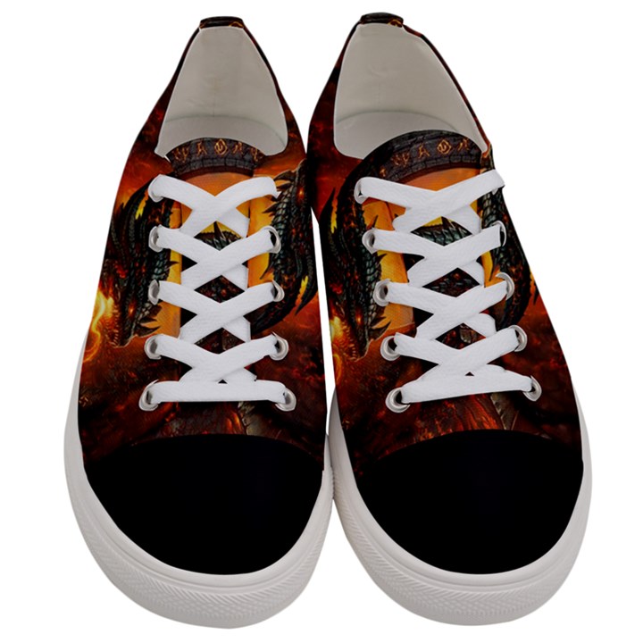 Dragon Legend Art Fire Digital Fantasy Women s Low Top Canvas Sneakers