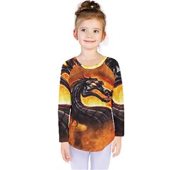 Dragon And Fire Kids  Long Sleeve Tee