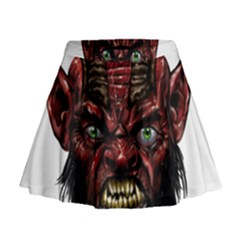 Krampus Devil Face Mini Flare Skirt by Celenk