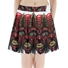 Krampus Devil Face Pleated Mini Skirt by Celenk