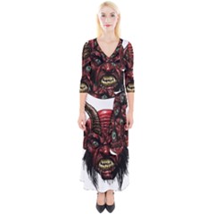 Krampus Devil Face Quarter Sleeve Wrap Maxi Dress