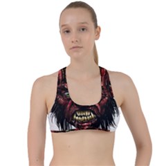 Krampus Devil Face Criss Cross Racerback Sports Bra