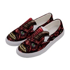 Krampus Devil Face Women s Canvas Slip Ons