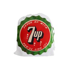 Fresh Up With  7 Up Bottle Cap Tin Metal Drawstring Pouches (large)  by Celenk