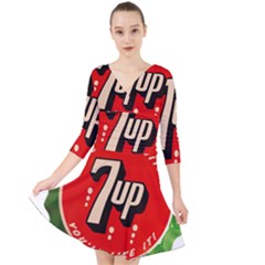 Fresh Up With  7 Up Bottle Cap Tin Metal Quarter Sleeve Front Wrap Dress	