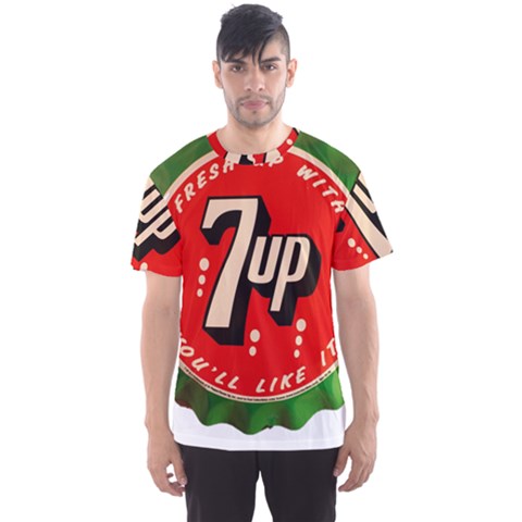 Fresh Up With  7 Up Bottle Cap Tin Metal Men s Sports Mesh Tee by Celenk