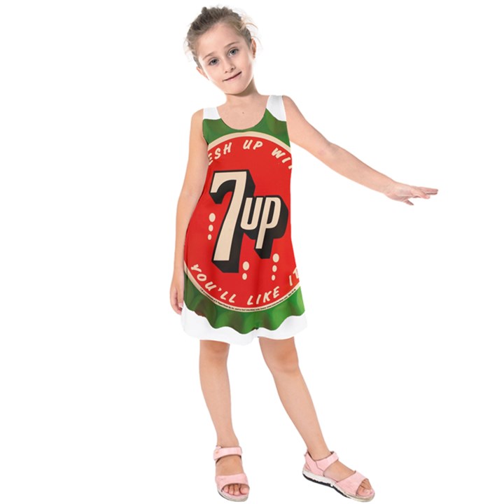 Fresh Up With  7 Up Bottle Cap Tin Metal Kids  Sleeveless Dress