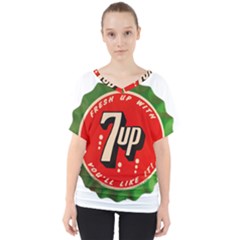 Fresh Up With  7 Up Bottle Cap Tin Metal V-neck Dolman Drape Top