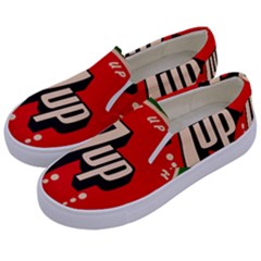 Fresh Up With  7 Up Bottle Cap Tin Metal Kids  Canvas Slip Ons by Celenk