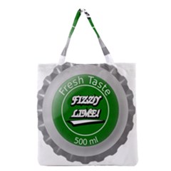 Fresh Taste Fizzy Lime Bottle Cap Grocery Tote Bag by Celenk