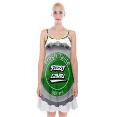 Fresh Taste Fizzy Lime Bottle Cap Spaghetti Strap Velvet Dress by Celenk