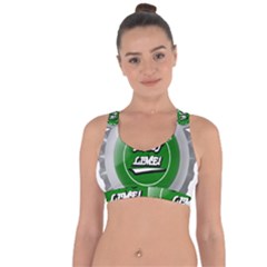 Fresh Taste Fizzy Lime Bottle Cap Cross String Back Sports Bra by Celenk