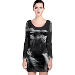 Male Lion Face Long Sleeve Bodycon Dress by Celenk