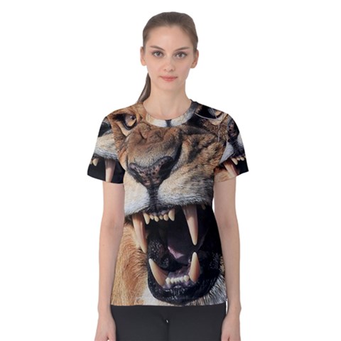 Male Lion Angry Women s Cotton Tee by Celenk