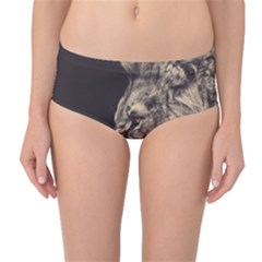 Angry Male Lion Mid-waist Bikini Bottoms by Celenk